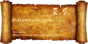 Rubinstein Iván névjegykártya